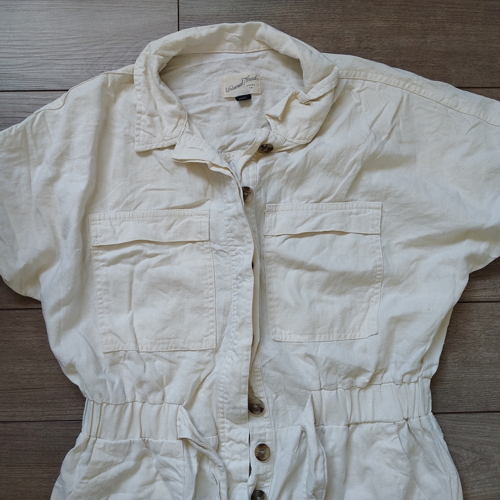 Cream Button-Up Jumpsuit